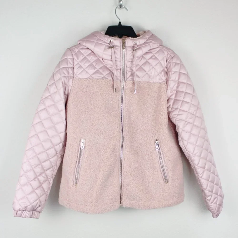 NWT Kate Spade Hooded Faux Fur Quilt Jacket